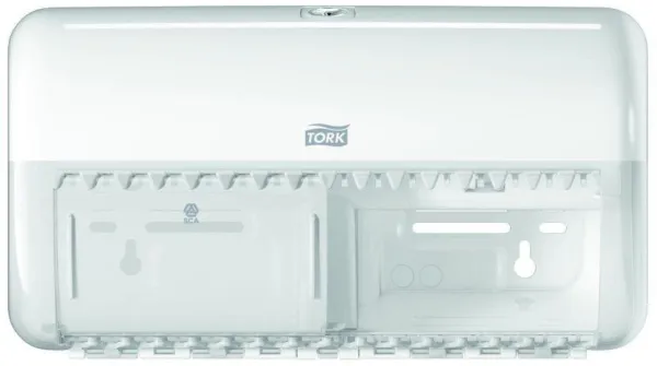 Tork Twin dispenser, til toiletpapir, 2 ruller, hvid, T4
